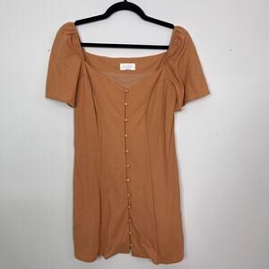 Mello Day XSmall XS Sweetheart Neck Button Front Dress Orange Mini Summer